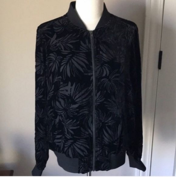 Torrid Velvet Burnout Leaves Design Zip-up Lightweight Bomber Jacket Sz 2X 18 20 - Picture 6 of 10